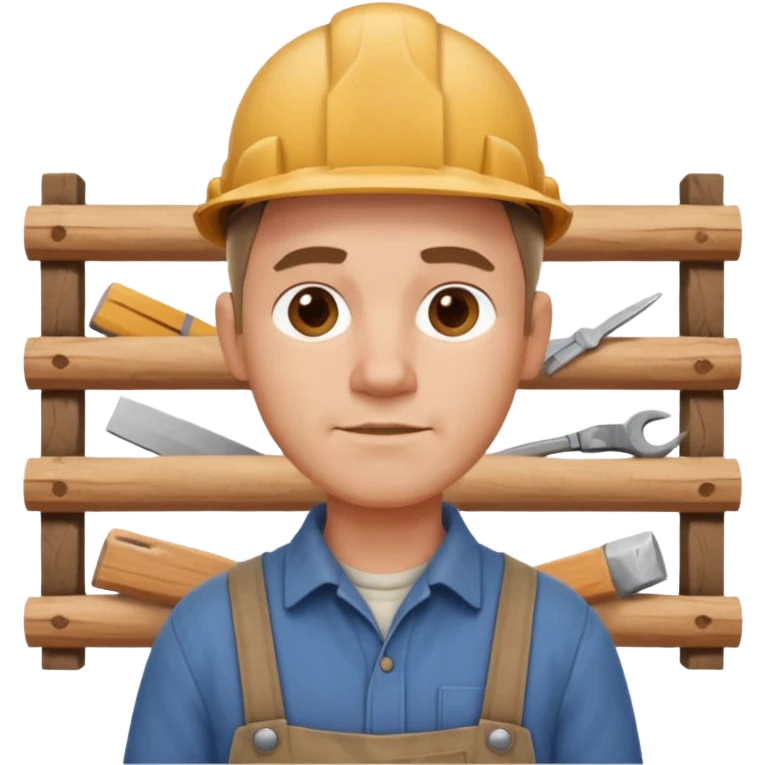 rustic carpenter portrait, head and shoulders only, wood dust on shoulders, rolled-up shirt collar, calm craftsman expression, warm workshop vibe, 3D cartoon, mobile game icon style, clean background, no text, no watermark
 emoji