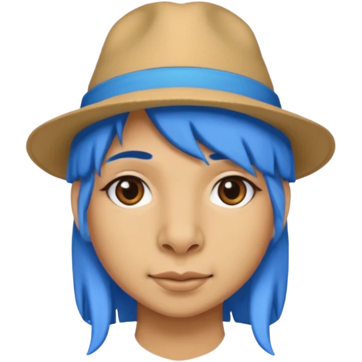 camel face with blue hair and hat emoji