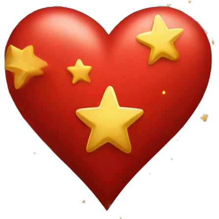 Corazón rojo con estrellas doradas emoji