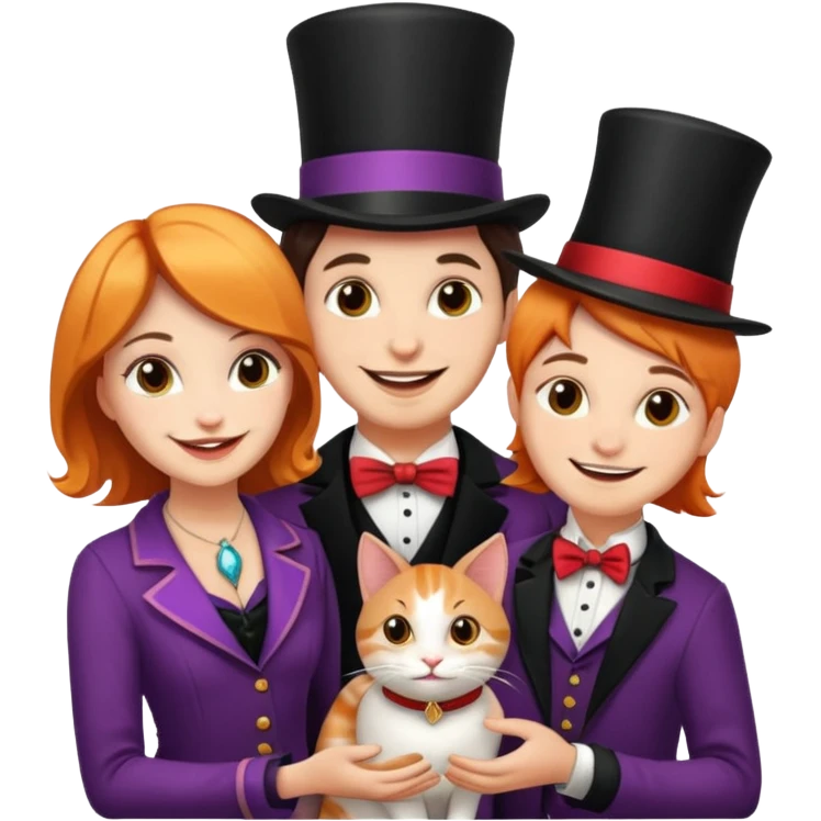 magician couple and their pet cat emoji