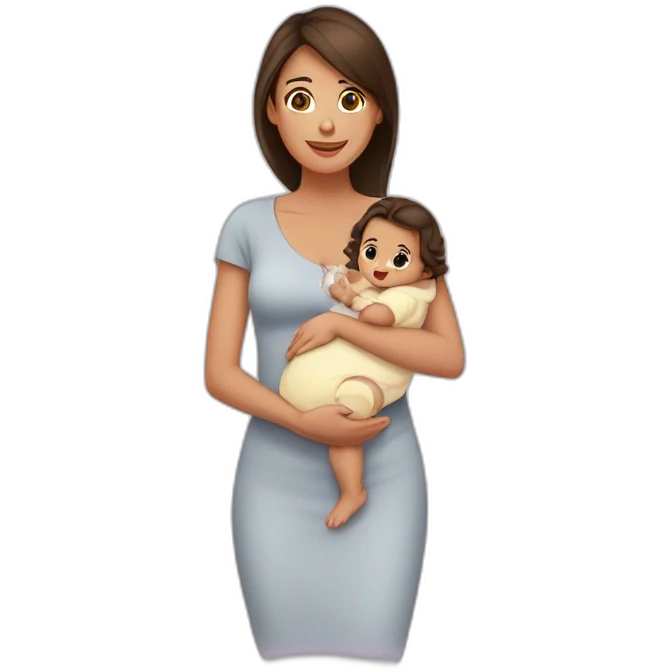 Femme brune avec son bébé  emoji