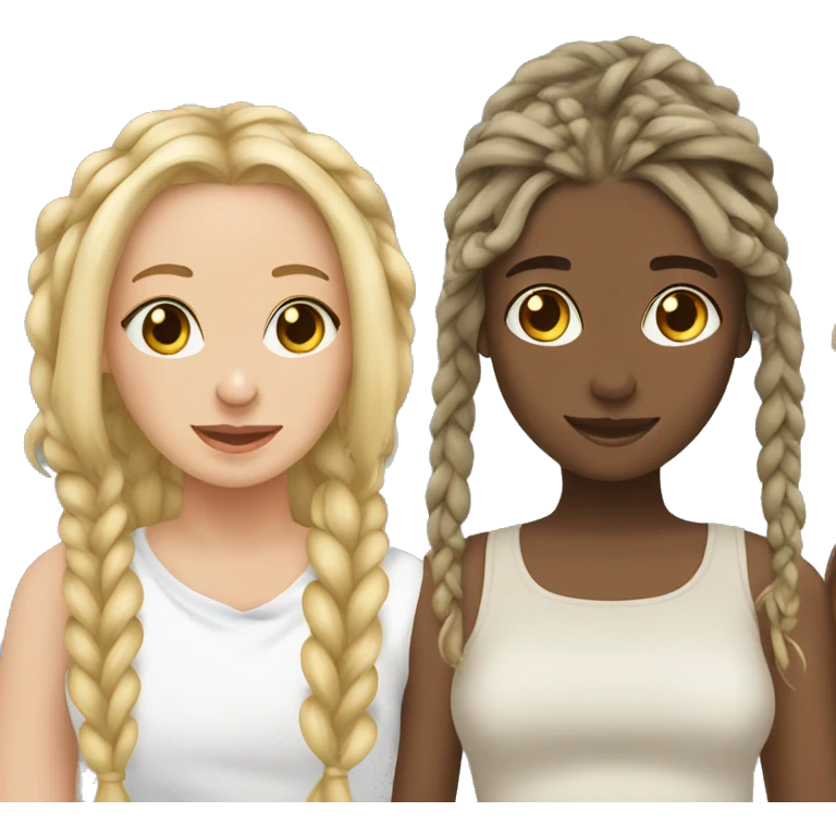 2 blonde girls in love one with dreads and one with 2 braids emoji