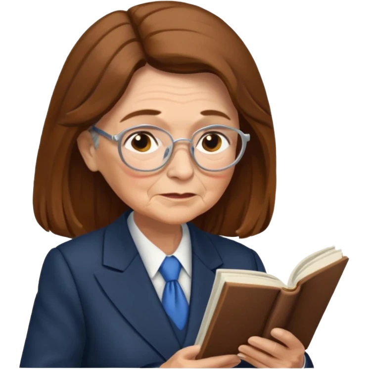 grandma reading in suit long hair emoji