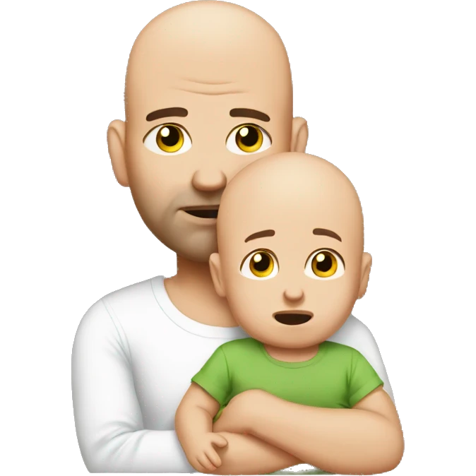 disappointed bald man with baby emoji
