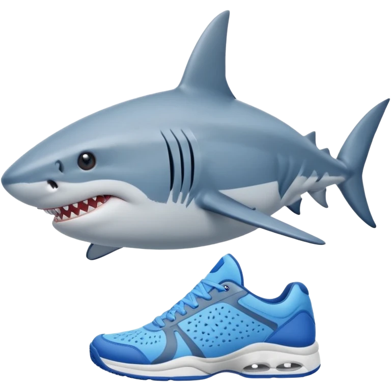 Un tiburón de 4 patas que lleve tenis azules emoji