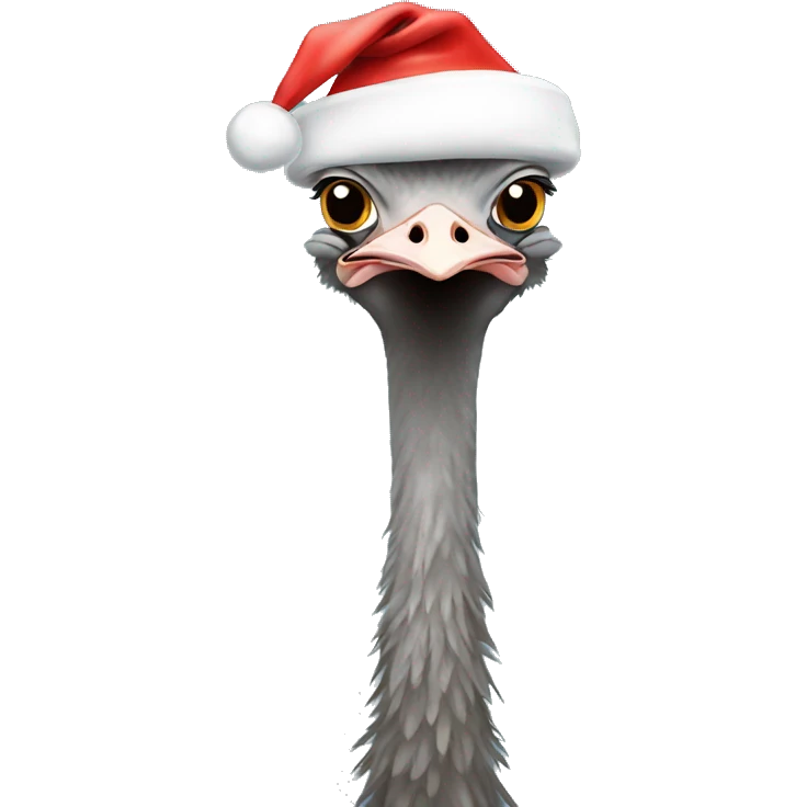 Ostrich with a Santa hat emoji