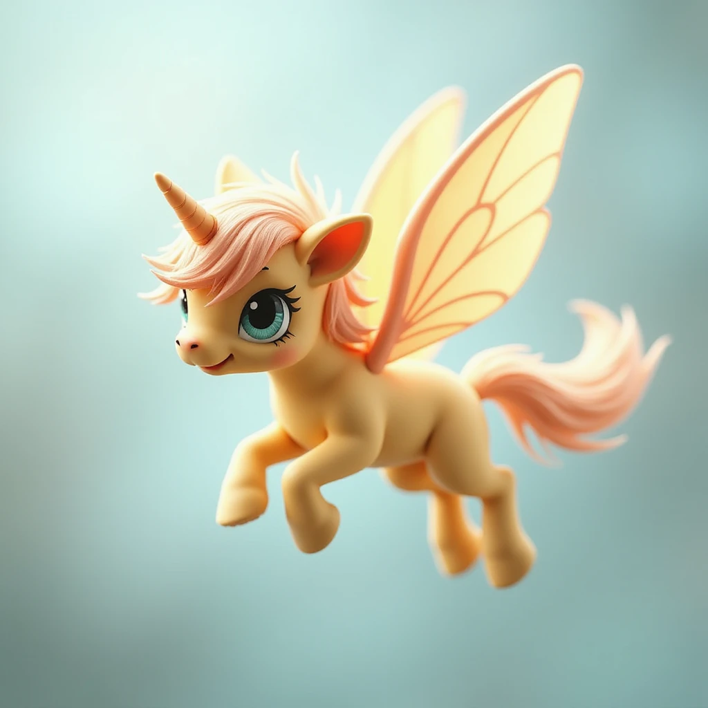 realistic style Fluttershy flying with wings spread, no background, transparent emoji