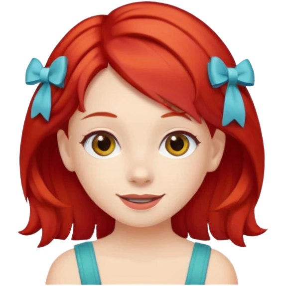 girl with red hair clips, cheerful expression emoji