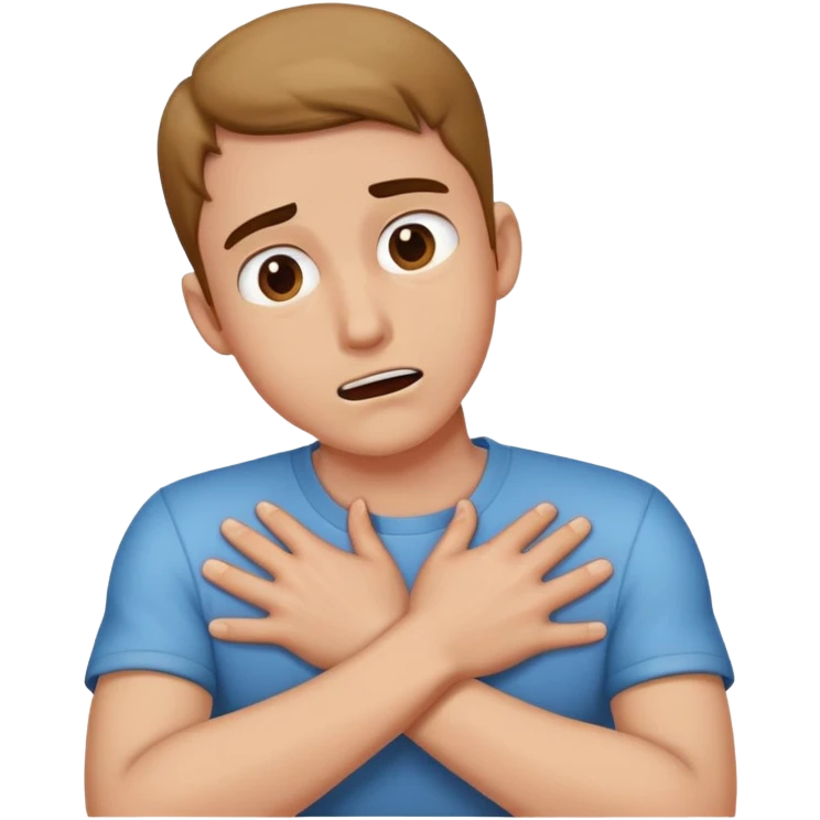 guy choking with her hands, while her arms are crossed ￼ emoji