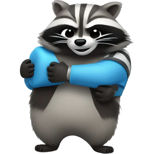 raccoon hugs ice cube emoji