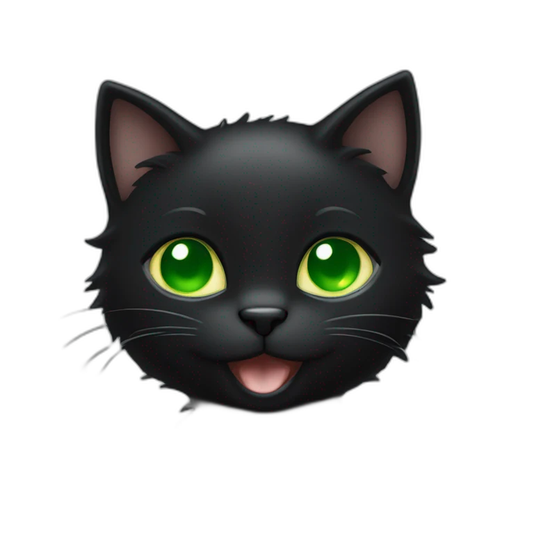 totally black kitten with green eyes laughs emoji