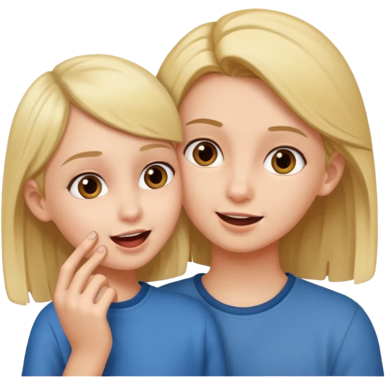 A girl holding an boys ear emoji