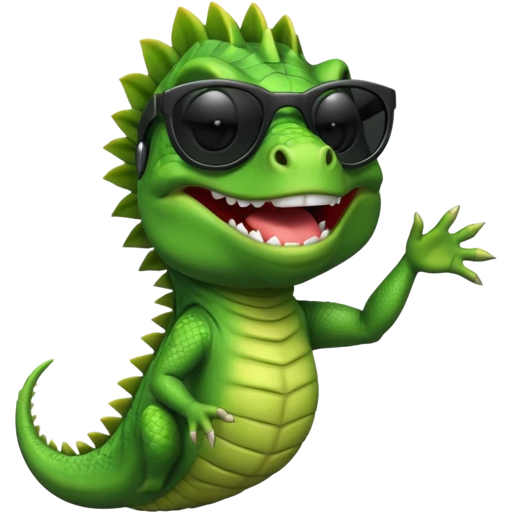 capitalist iguana head with black sunglasses dancing emoji