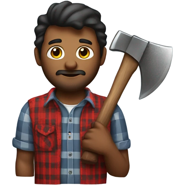 Multiracial chunky lumberjack man with ax in plaid  emoji