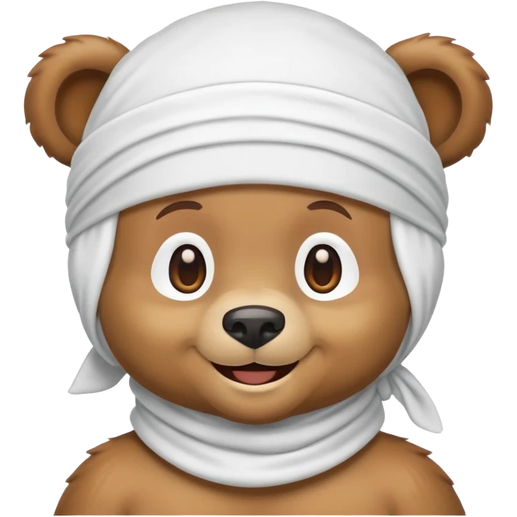 Smiling bear emoji with a white durag/headwrap emoji