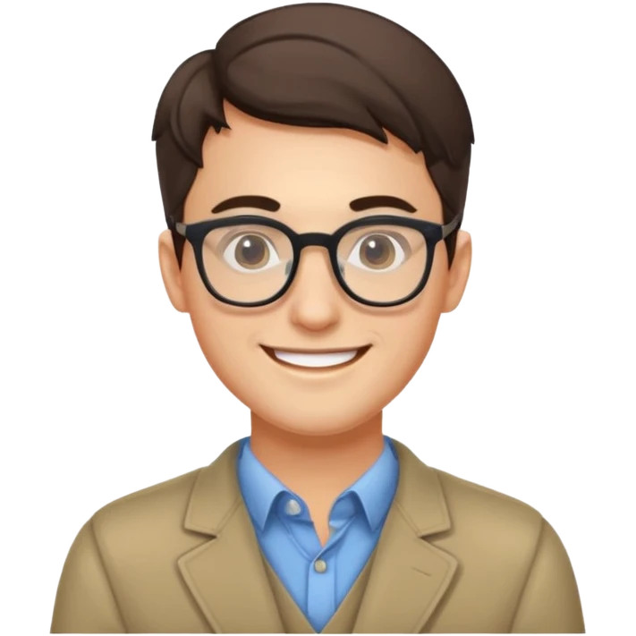 An outgoing marketer male in his late 20s, bespectacled and cheerful image emoji
