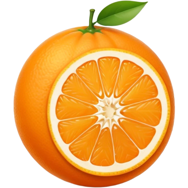 Hermès-style orange fruit, sliced open, luxury, cute emoji style emoji