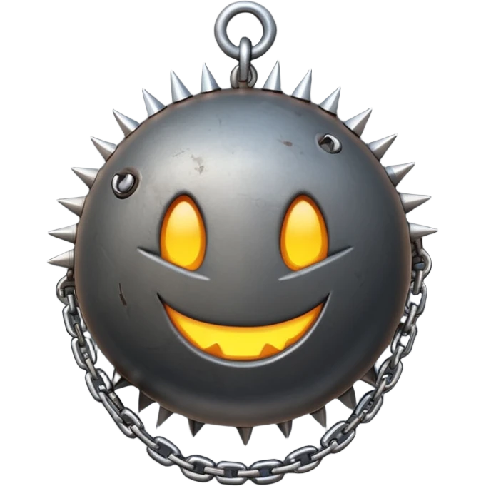iPhone text message emoji size ball, and chain with spikes emoji
