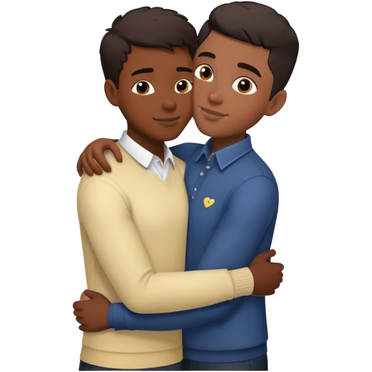 Black masculine nonbinary person and black man with shortcut dark brown hair in love  emoji