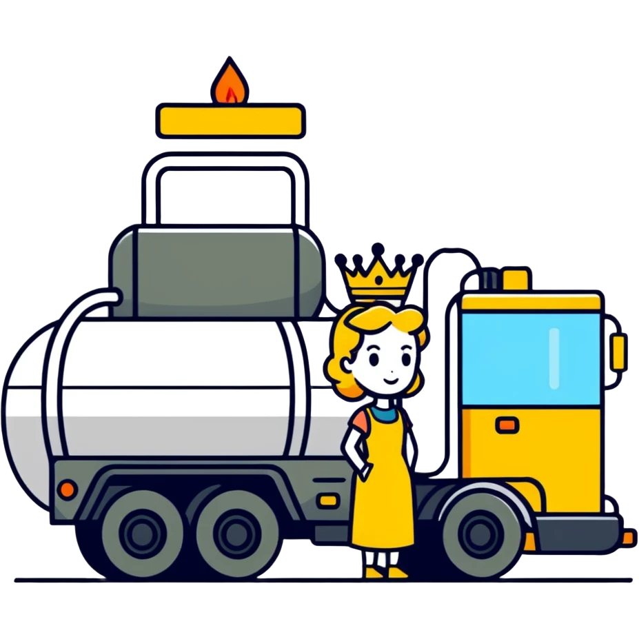 Queen next to a fuel truck emoji