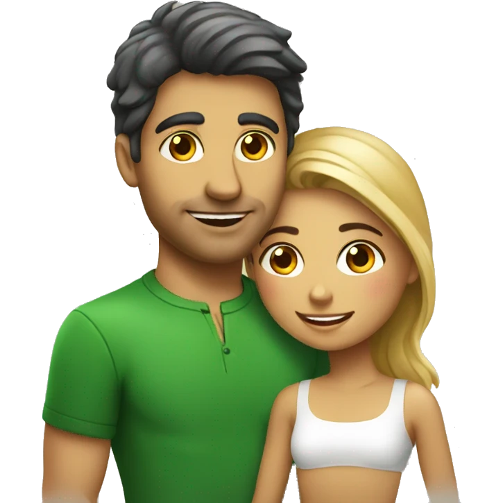Brazilian girl and italian man abracing emoji
