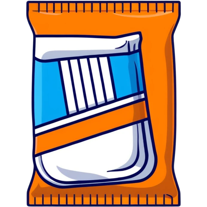 cartoon sugar packet with blue label emoji