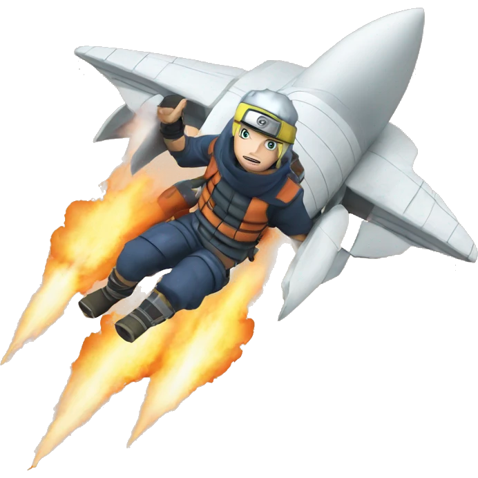 naruto flying using rocket emoji