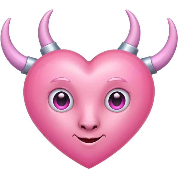 a plain pink heart with horns on it emoji