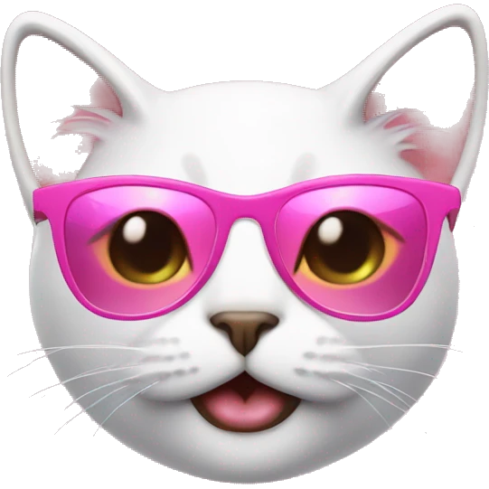 Cute cat with a pink sunglasses and glossy lips  emoji