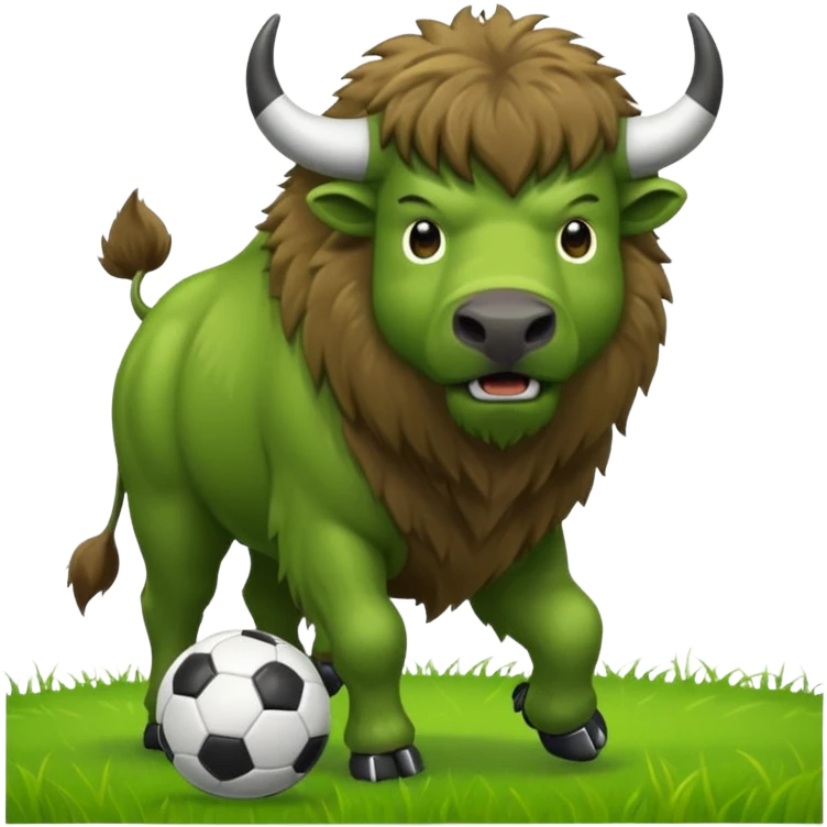 Green bison playing soccer emoji