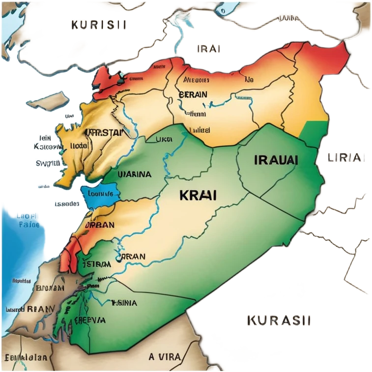 Map of Kurdistan showing the Kurdish region across Turkey, Iraq, Iran, and Syria emoji