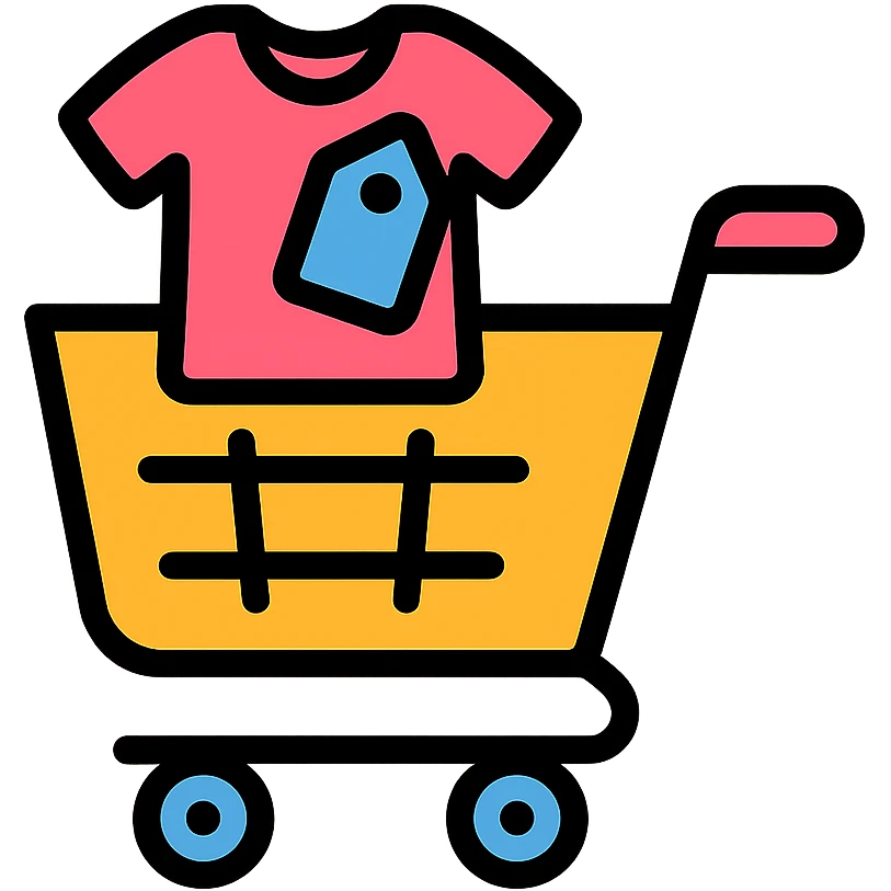 shopping cart with clothes emoji