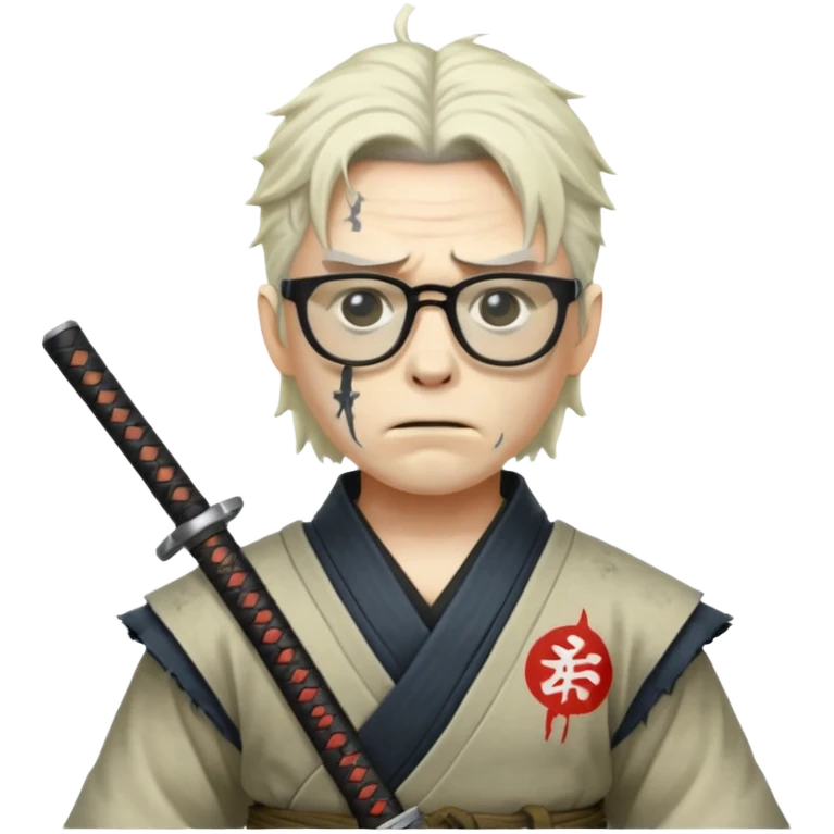 white zombie  samurai with glasses emoji