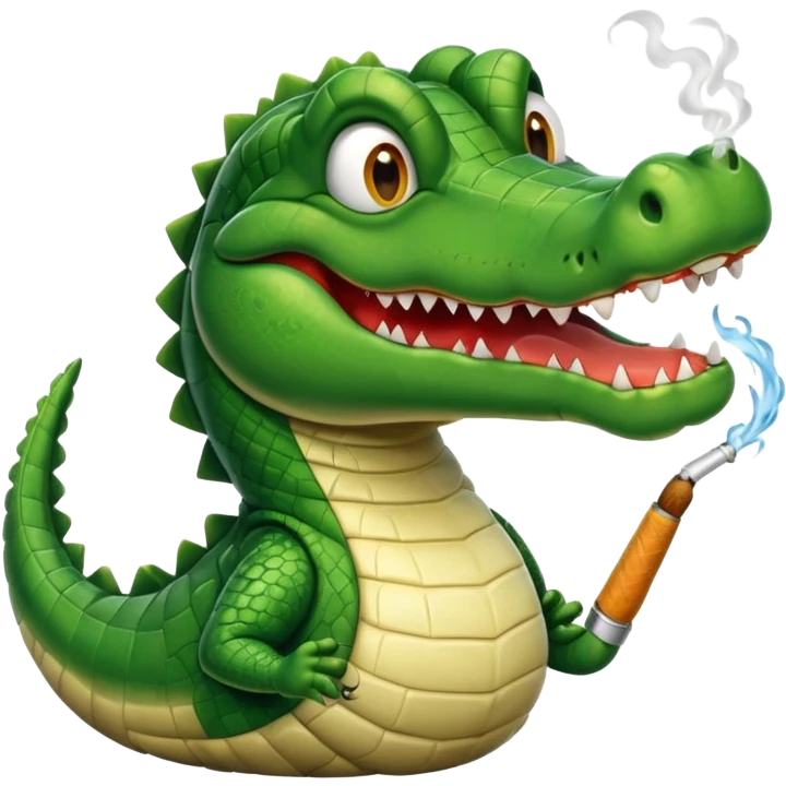 Un alligator habillé en smoking faisant un sourire emoji