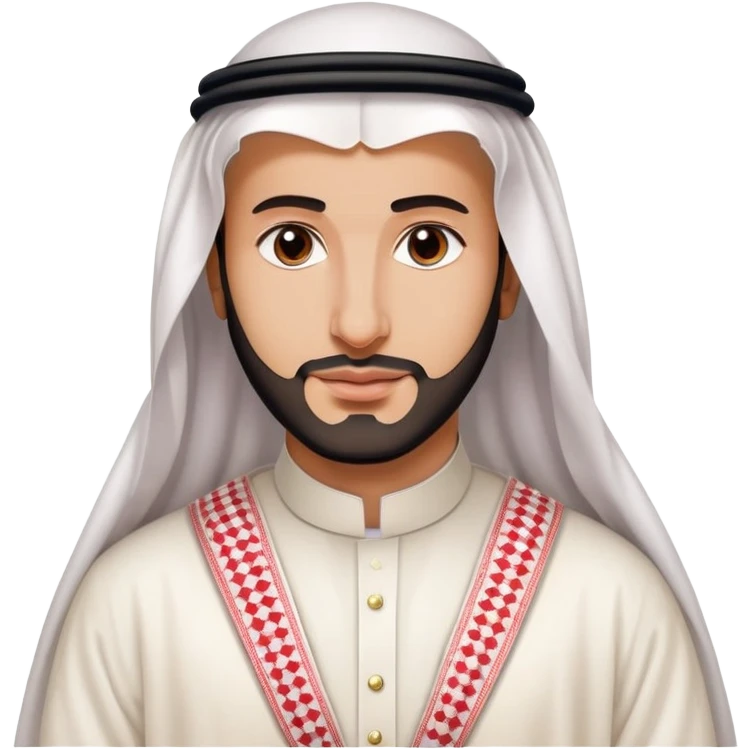 Mohammed bin Salman portrait, young Saudi leader with slight beard wearing formal Saudi thobe and ghutra emoji
