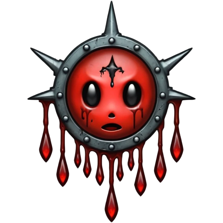 Upside-down halo dripping blood, black metal aesthetic, occult symbol emoji
