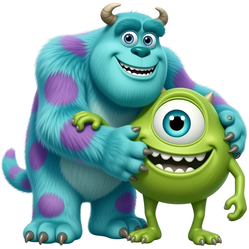 Sully and baby boo from monster inc hugging emoji