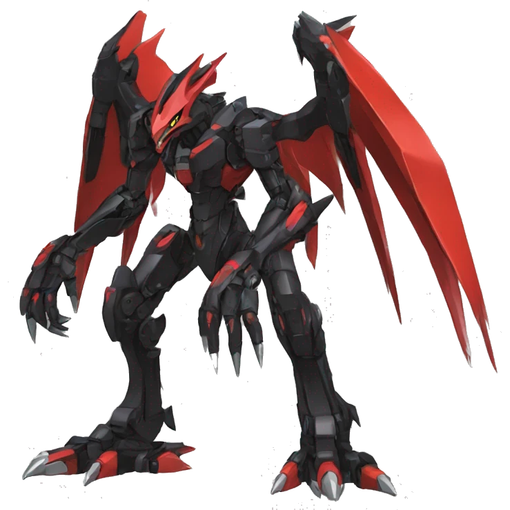 Cool Edgy Black Red Digimon-Fakemon-Raptor-Dragon-Mecha full body emoji