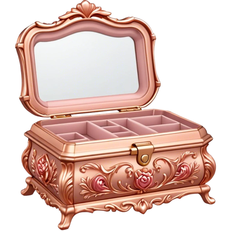Rose gold rococo jewelry box emoji