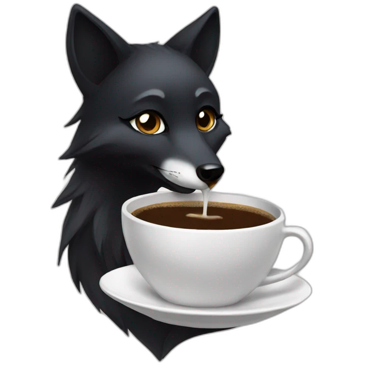 female black fox  drinking coffee emoji