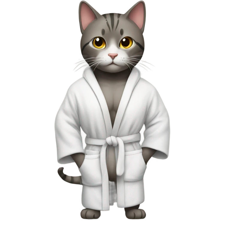 Cat in gym gear in an open robe emoji