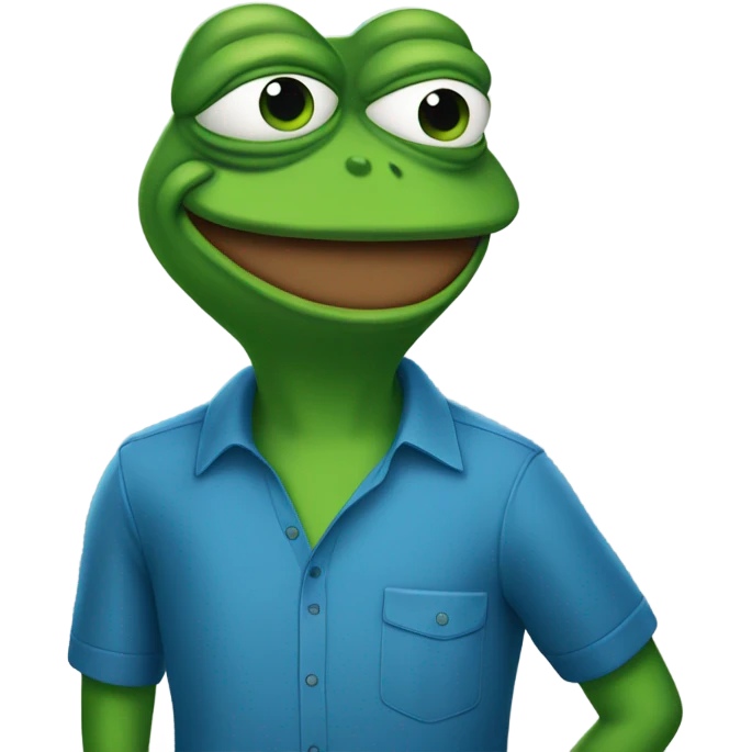Pepe the frog with a blue shirt emoji