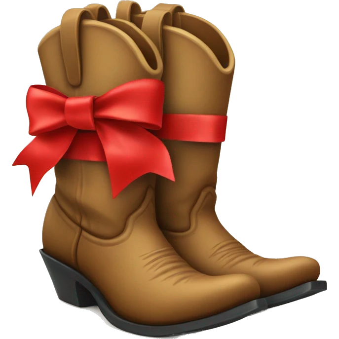 cowboy boot with red ribbon bow emoji