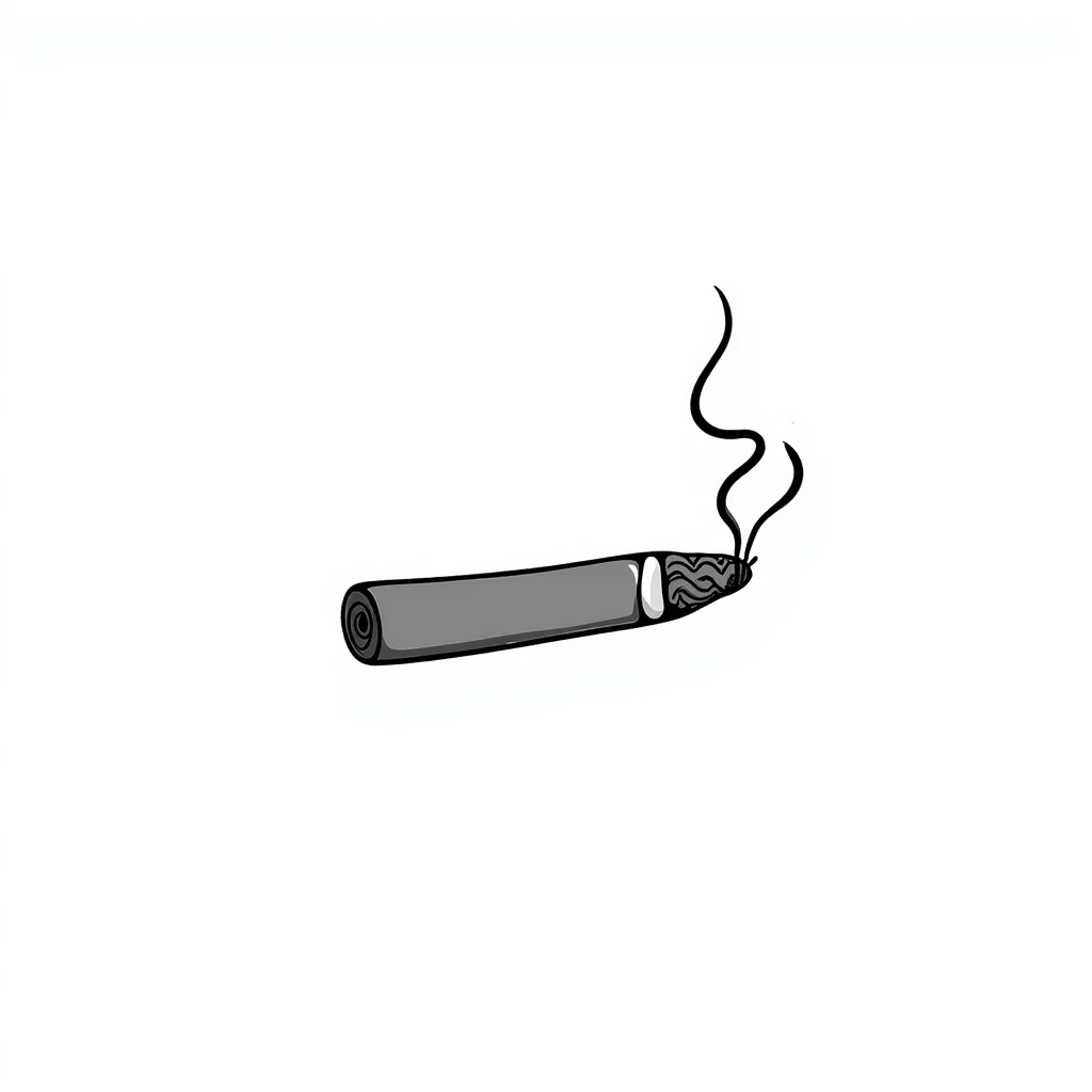 lit cigar with smoke in hand-drawn doodle style emoji