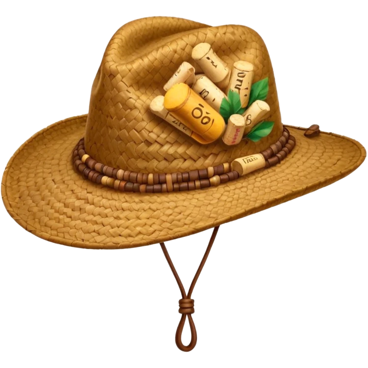 Austrailian bush hat with cork hanging down emoji