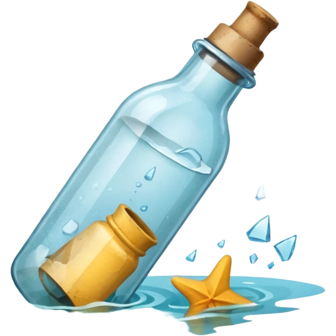 A sea Message Bottle, broken emoji