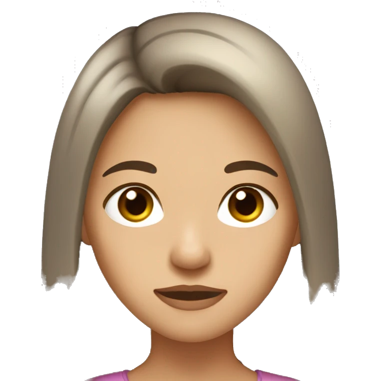 Girl with long light brown hair, gray eyes, and a scar on one of her eyes. emoji