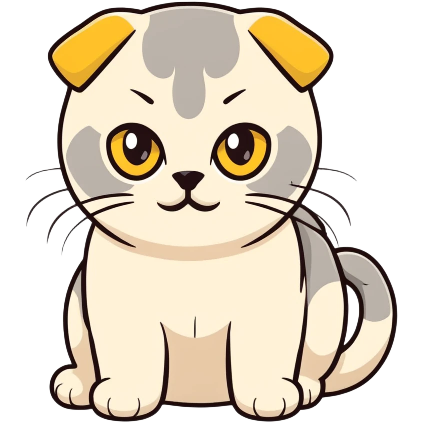 scottish fold beige colour with yellow eyes emoji