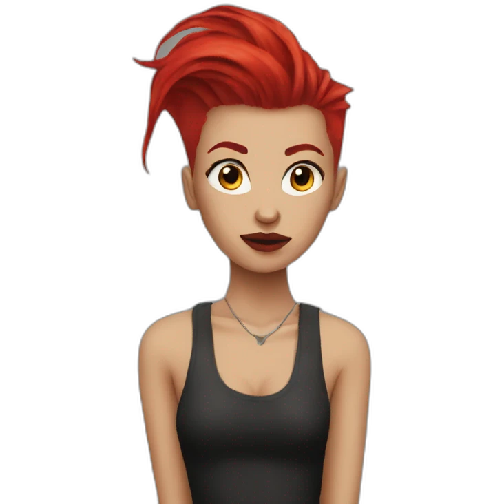 woman punk long red undercut hair  emoji