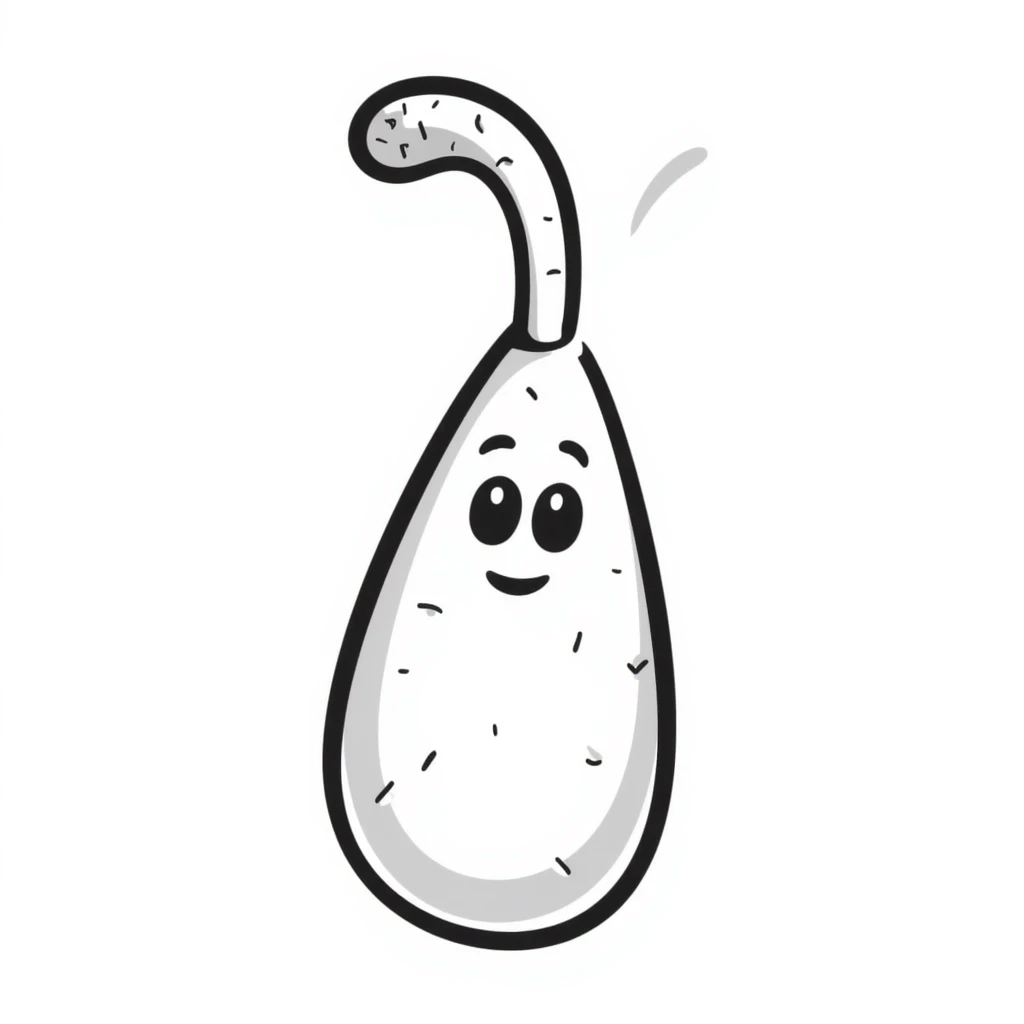 hand drawn doodle of a rubber penis emoji